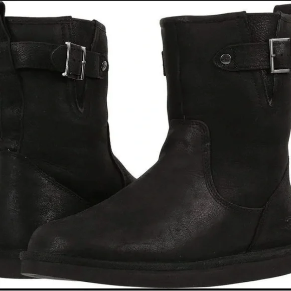 UGG Mens Winter Genuine Lamb Fur Lined Boot Black Size 10 - Picture 3 of 5